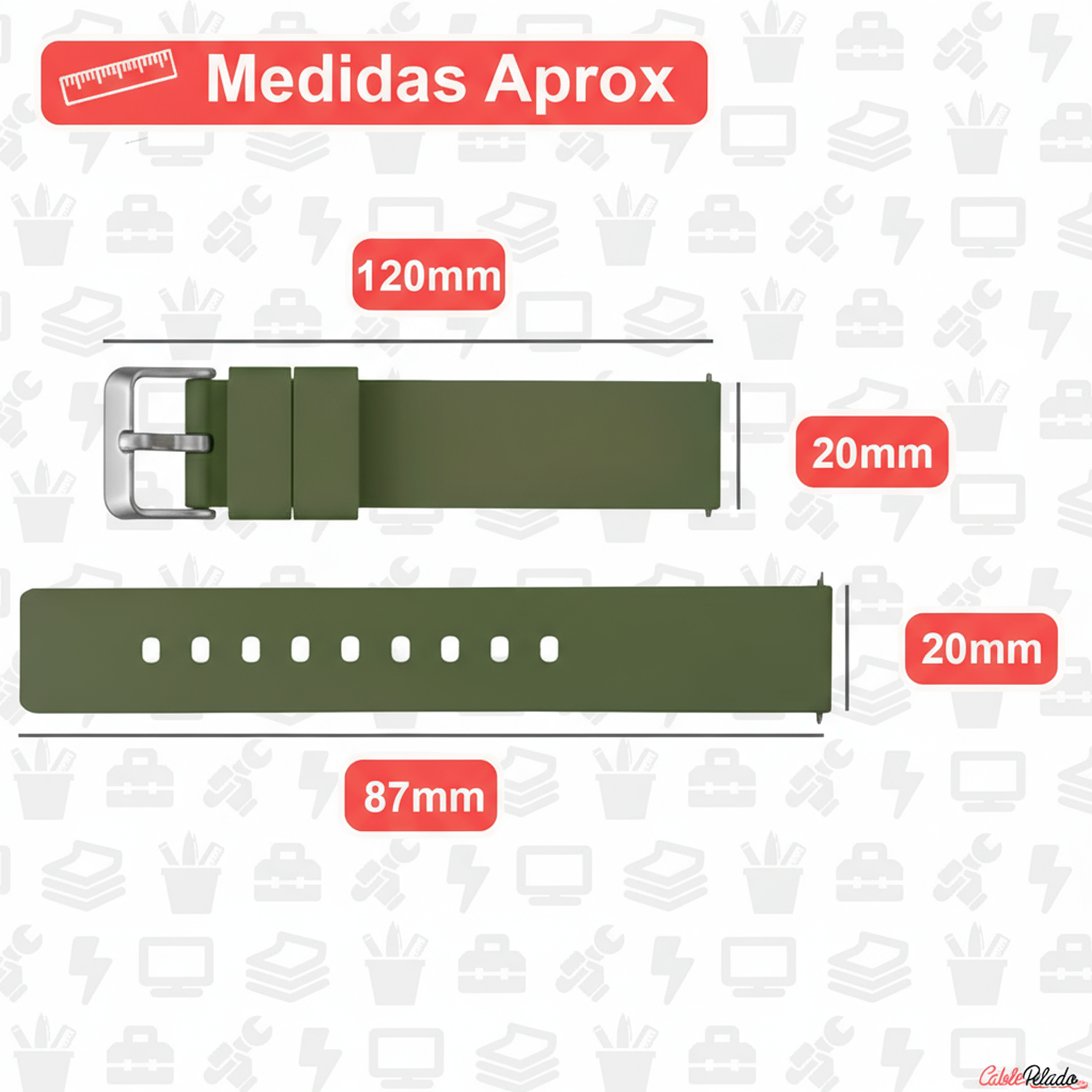 Correa Reloj Silicona Liberación Rápida 20 mm Verde