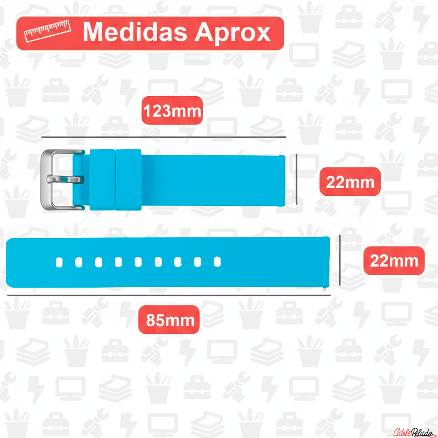 Correa Reloj Silicona Liberación Rápida 22 mm Azul claro
