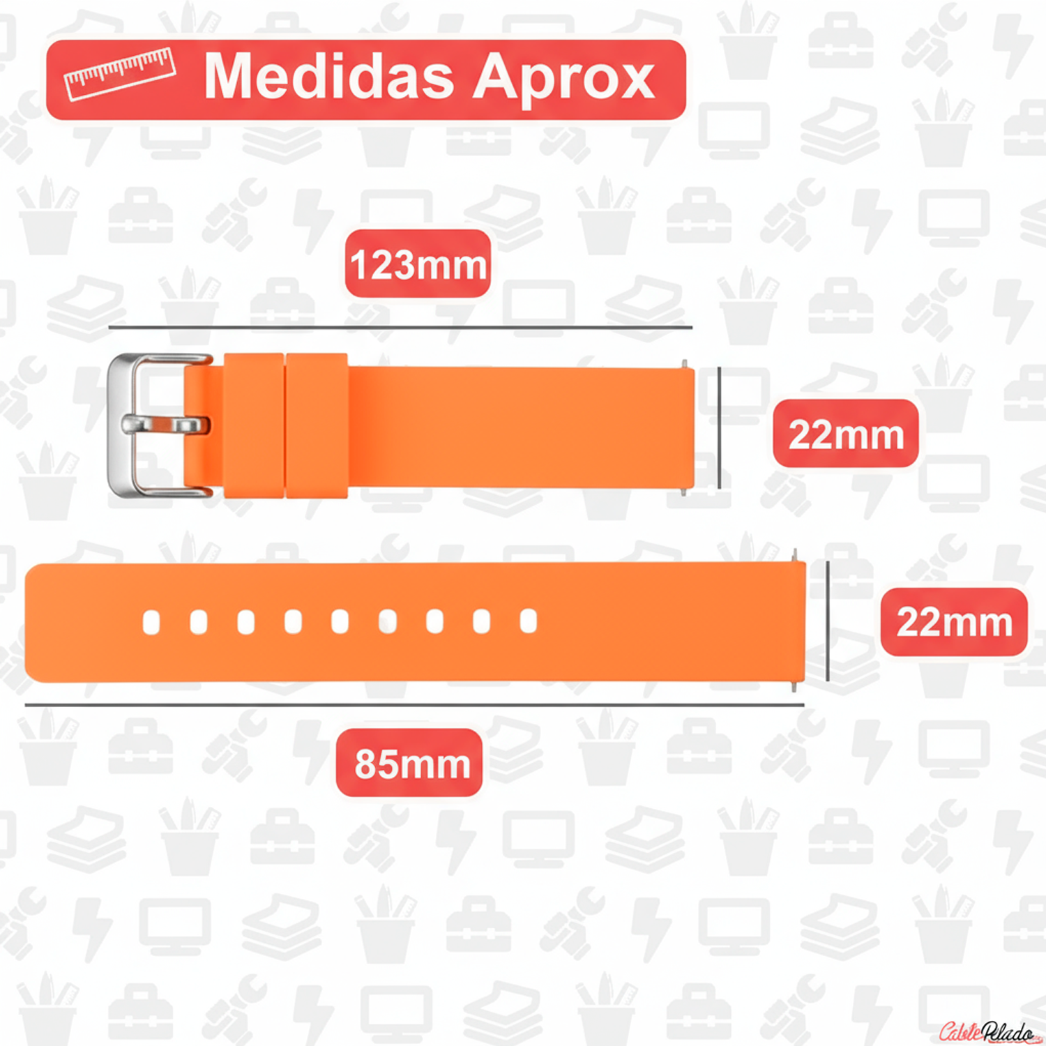 Correa Reloj Silicona Liberación Rápida 22 mm Naranja