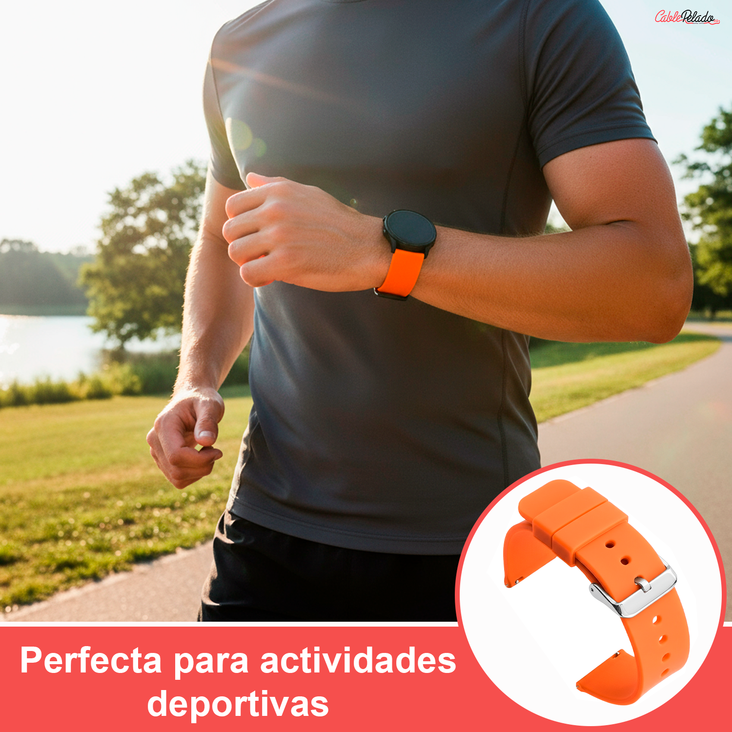 Correa Reloj Silicona Liberación Rápida 22 mm Naranja