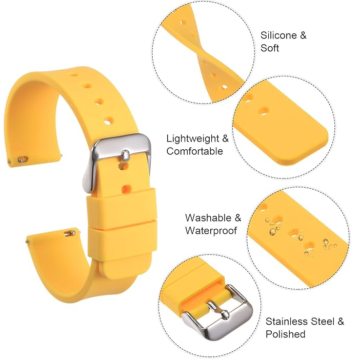 Correa reloj silicona liberacion rapida 24 mm Amarillo
