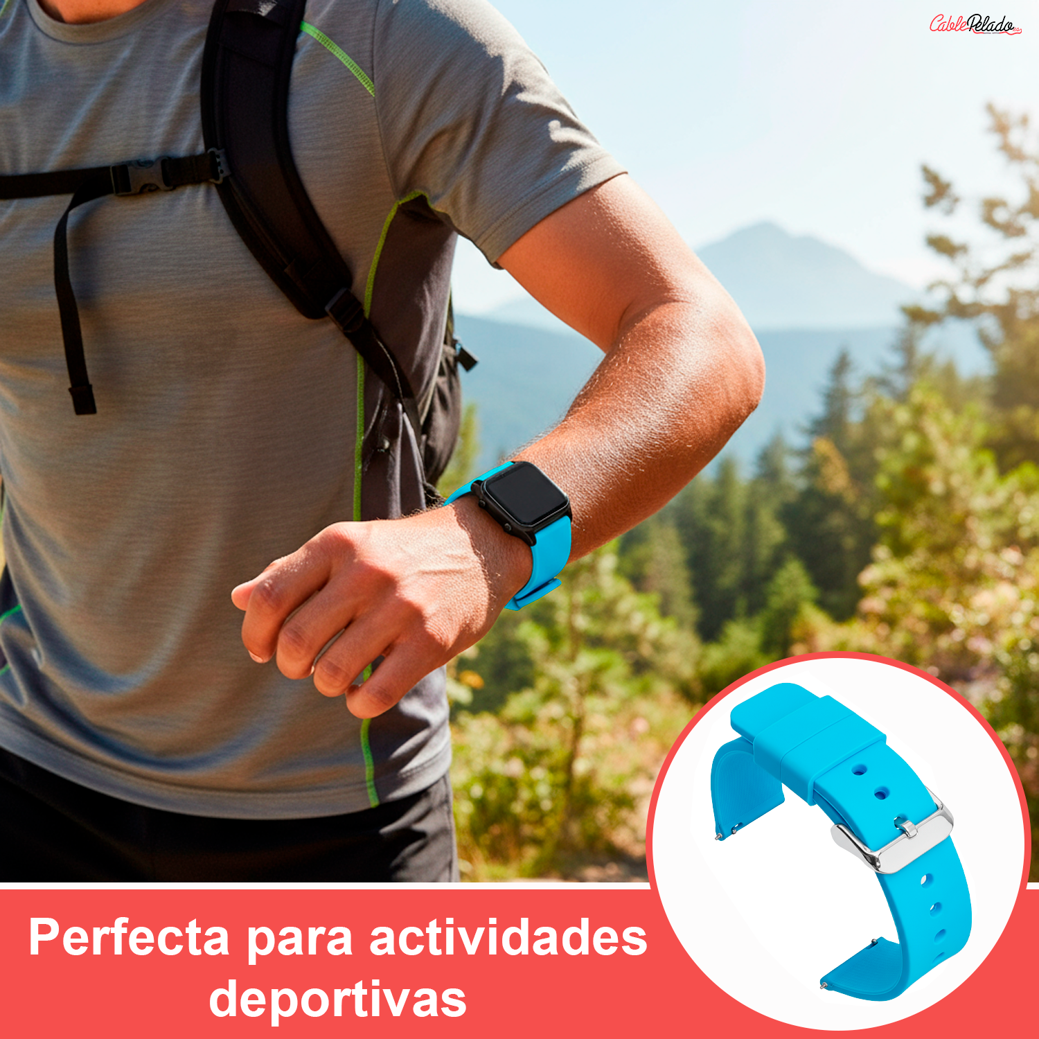 Correa Reloj Silicona Liberación Rápida 24 mm Azul claro