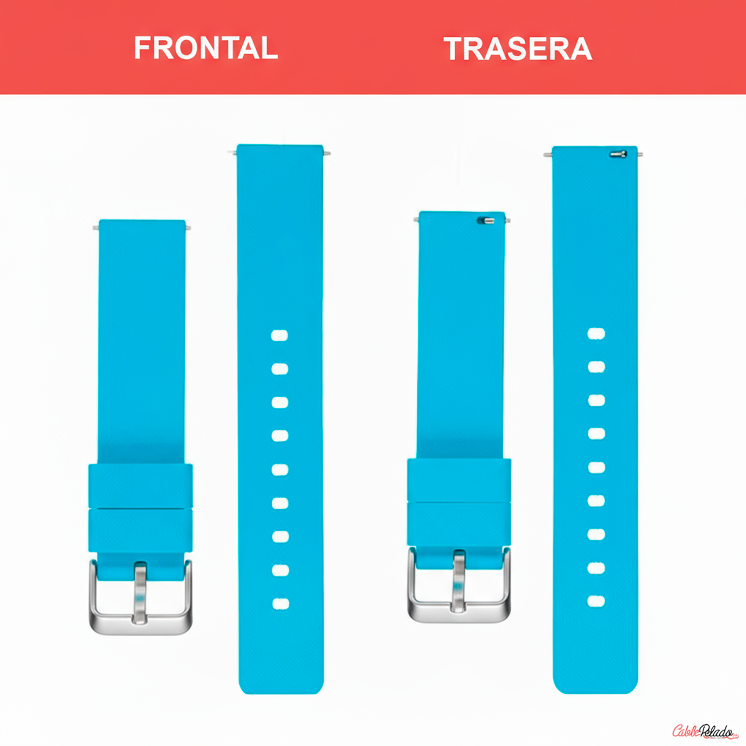 Correa Reloj Silicona Liberación Rápida 24 mm Azul claro
