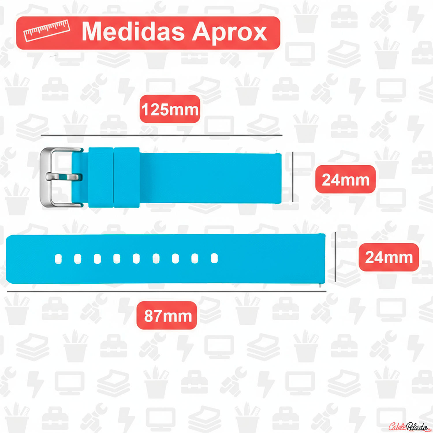 Correa Reloj Silicona Liberación Rápida 24 mm Azul claro