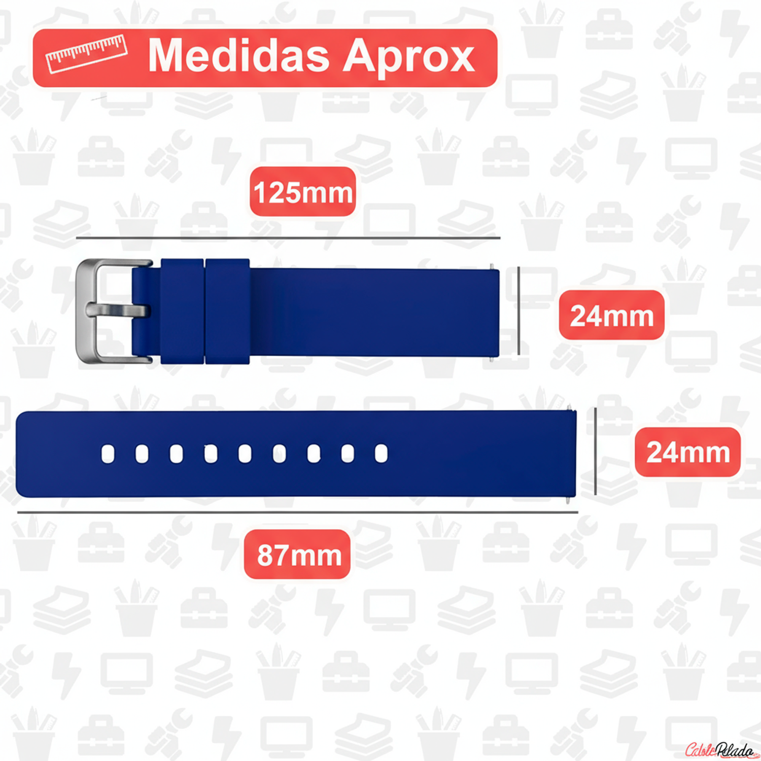 Correa Reloj Silicona Liberación Rápida 24 mm Azul