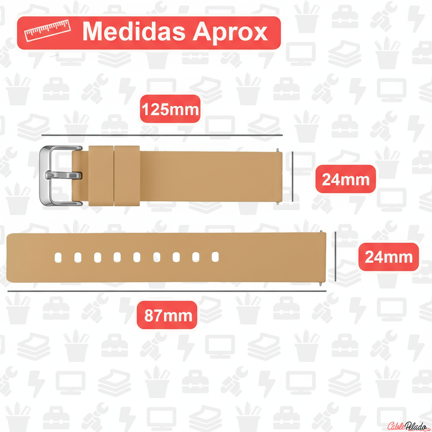 Correa Reloj Silicona Liberación Rápida 24 mm Beige
