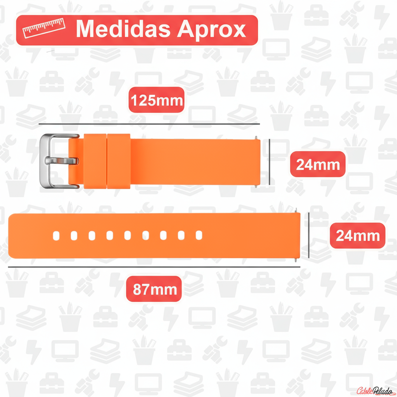 Correa Reloj Silicona Liberación Rápida 24 mm Naranja
