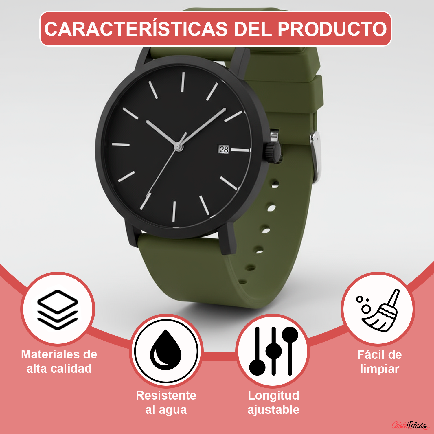 Correa Reloj Silicona Liberación Rápida 24 mm Verde