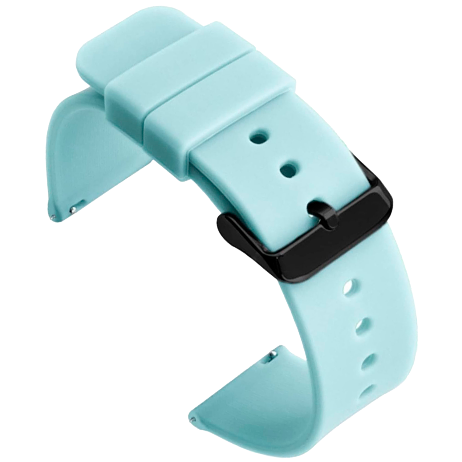 Correa Reloj Silicona Liberación Rápida Hebilla Negra 18 mm Azul claro