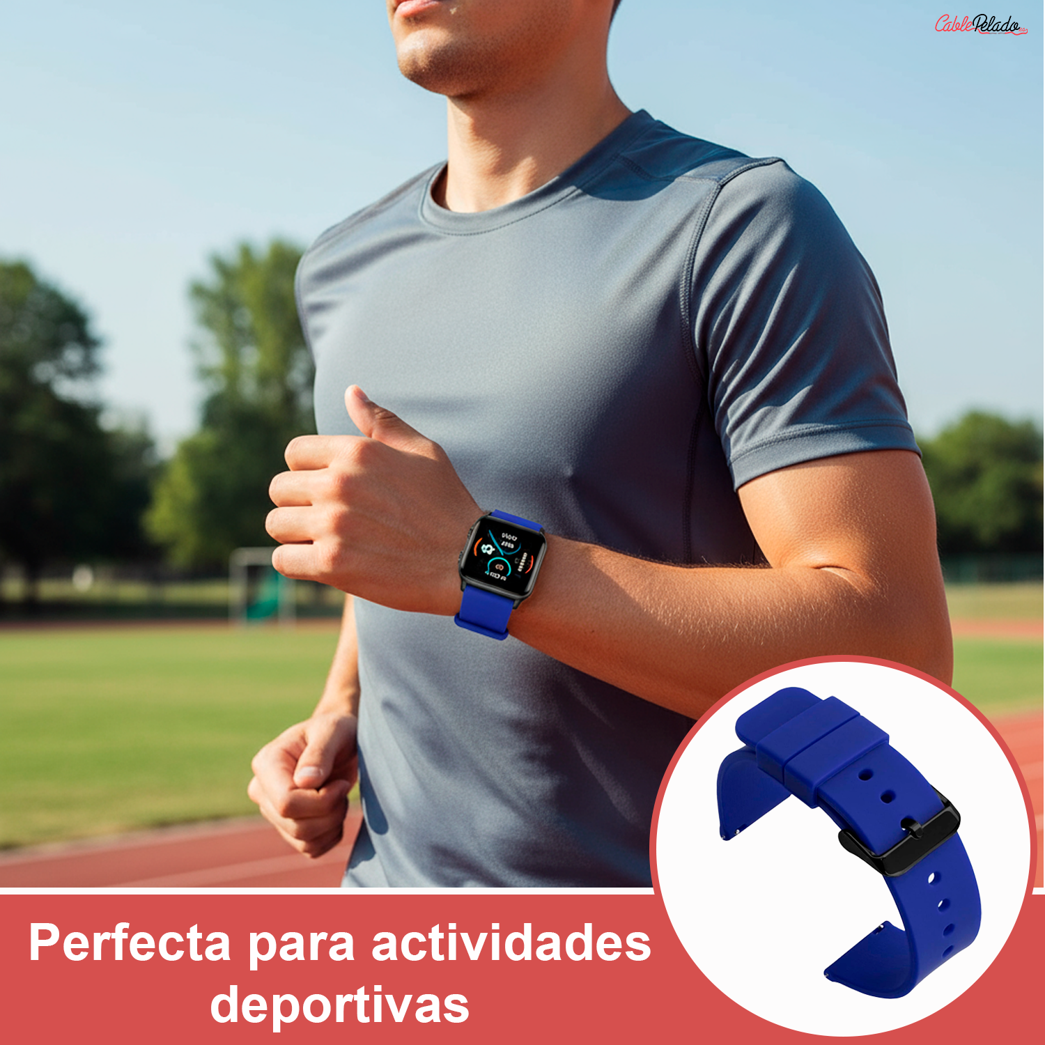 Correa Reloj Silicona Liberación Rápida Hebilla Negra 18 mm Azul oscuro