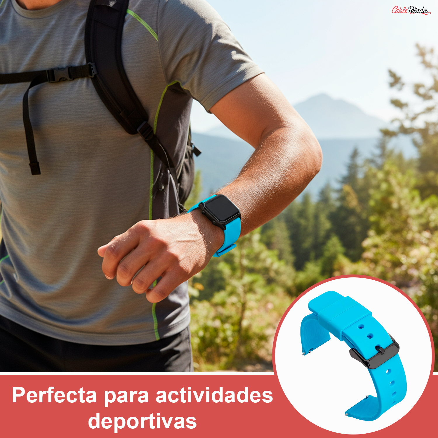 Correa Reloj Silicona Liberación Rápida Hebilla Negra 18 mm Azul