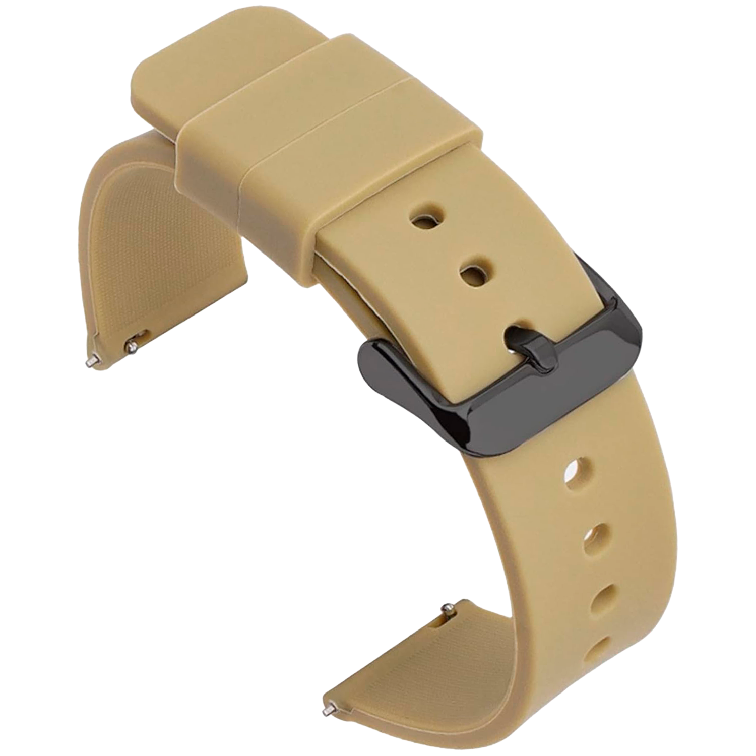 Correa Reloj Silicona Liberación Rápida Hebilla Negra 18 mm Beige