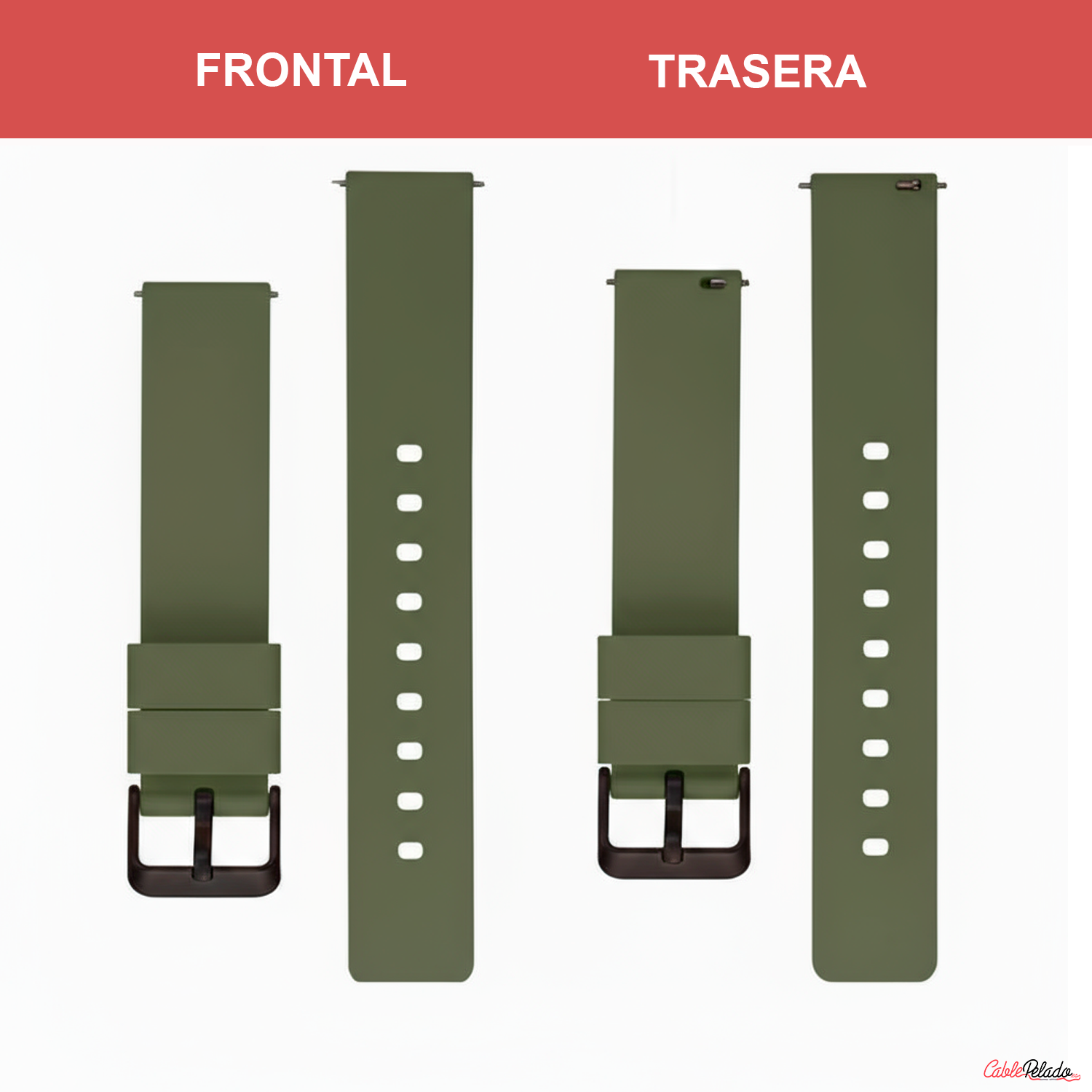 Correa Reloj Silicona Liberación Rápida Hebilla Negra 18 mm Verde oscuro