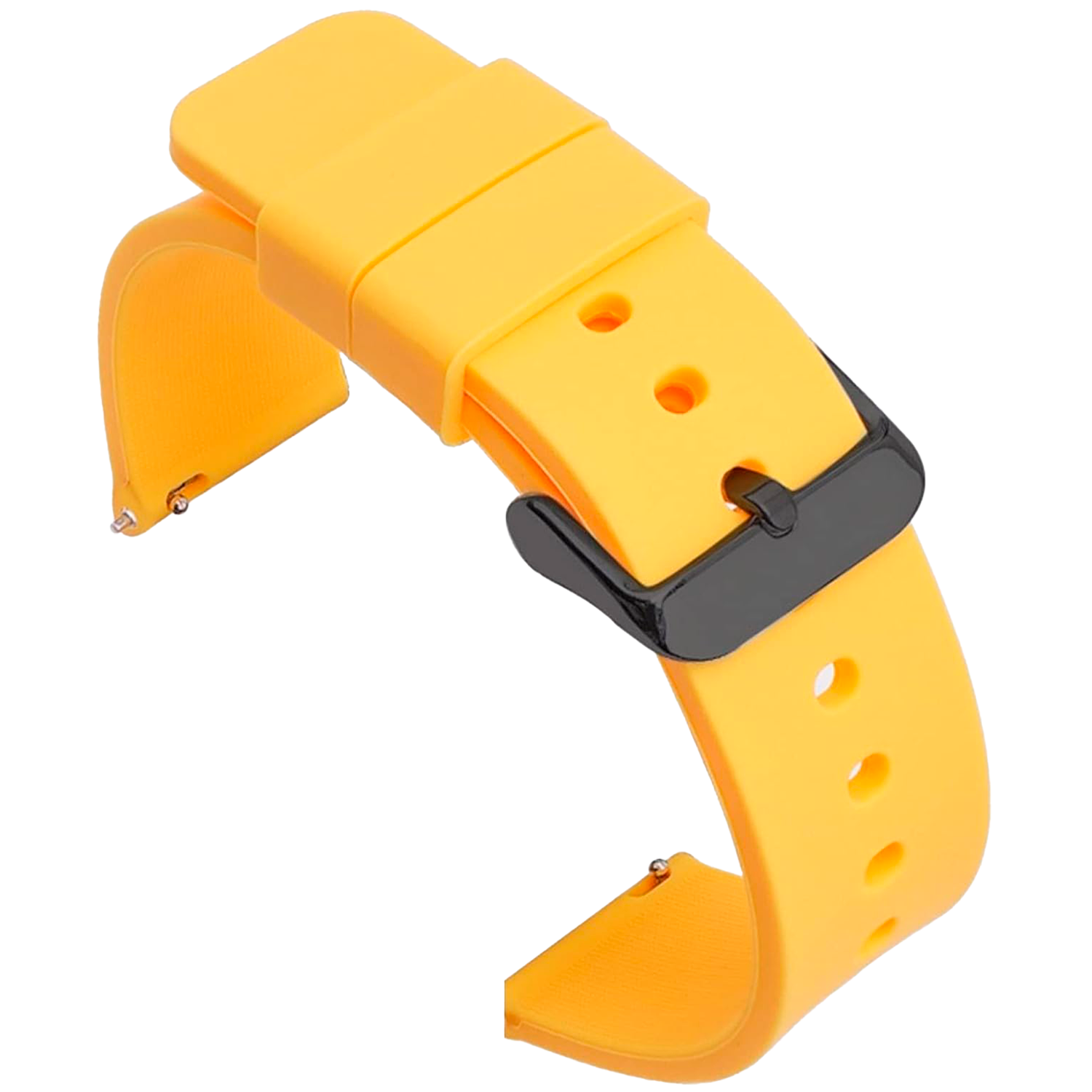 Correa Reloj Silicona Liberación Rápida Hebilla Negra 20 mm Amarillo