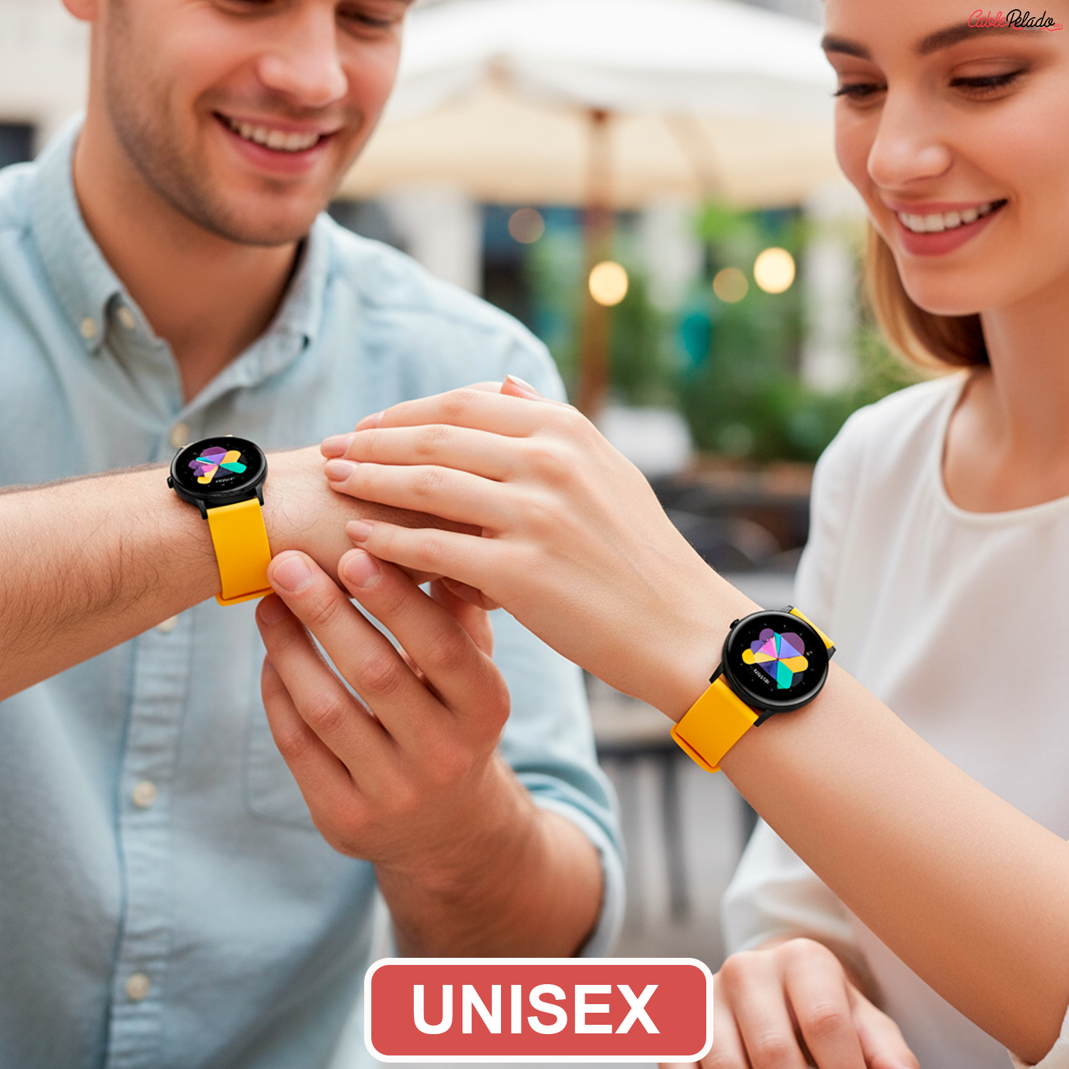 Correa Reloj Silicona Liberación Rápida Hebilla Negra 20 mm Amarillo