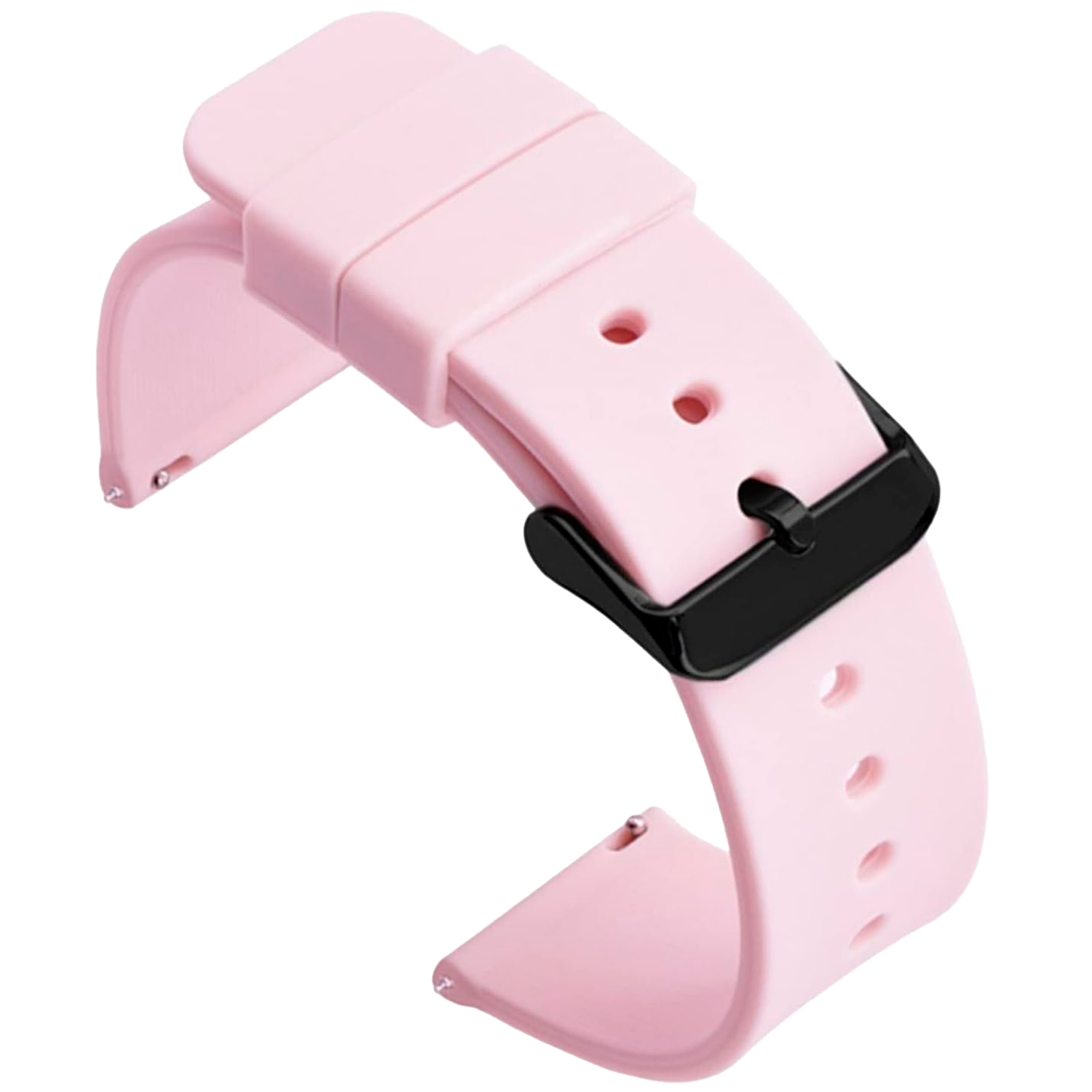 Correa Reloj Silicona Liberación Rápida Hebilla Negra 20 mm Rosa claro