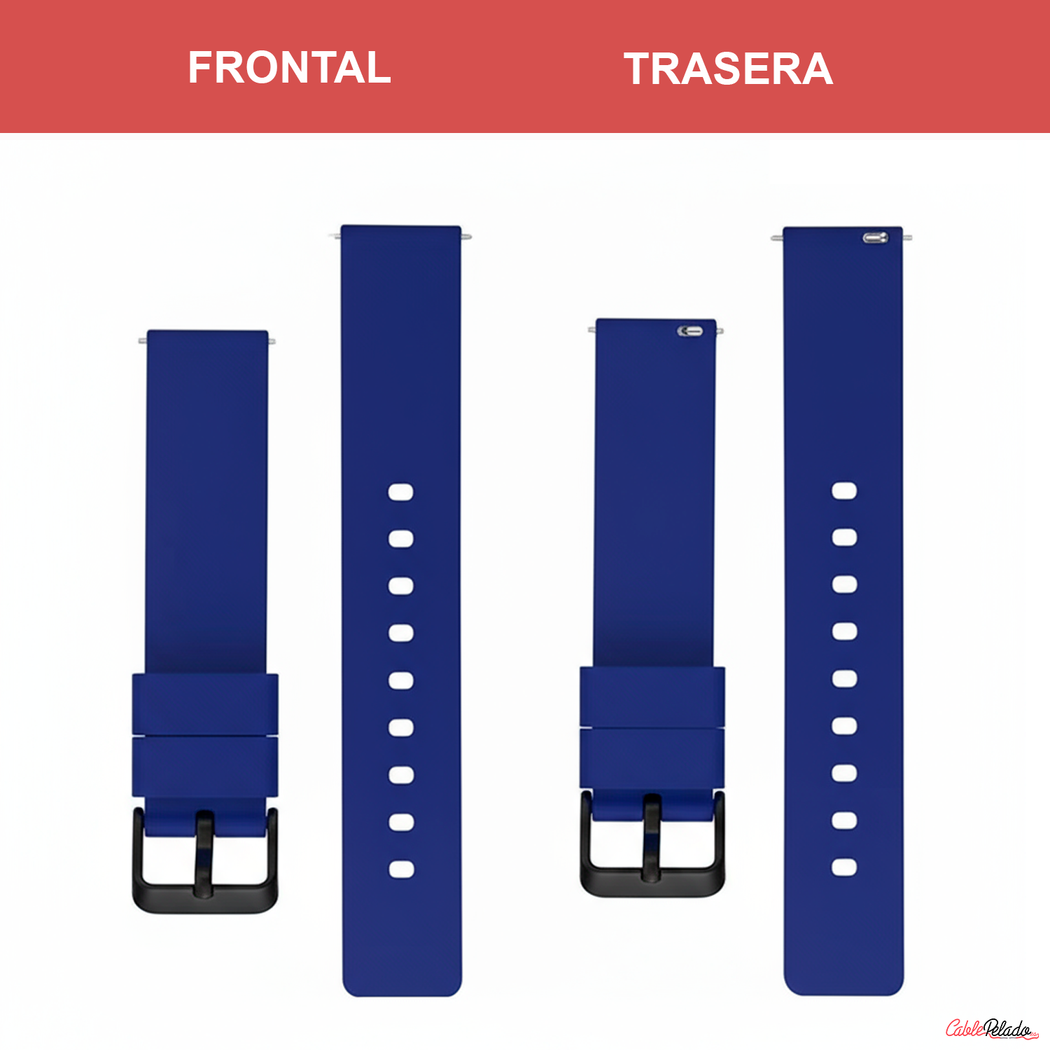 Correa Reloj Silicona Liberación Rápida Hebilla Negra 22 mm Azul oscuro