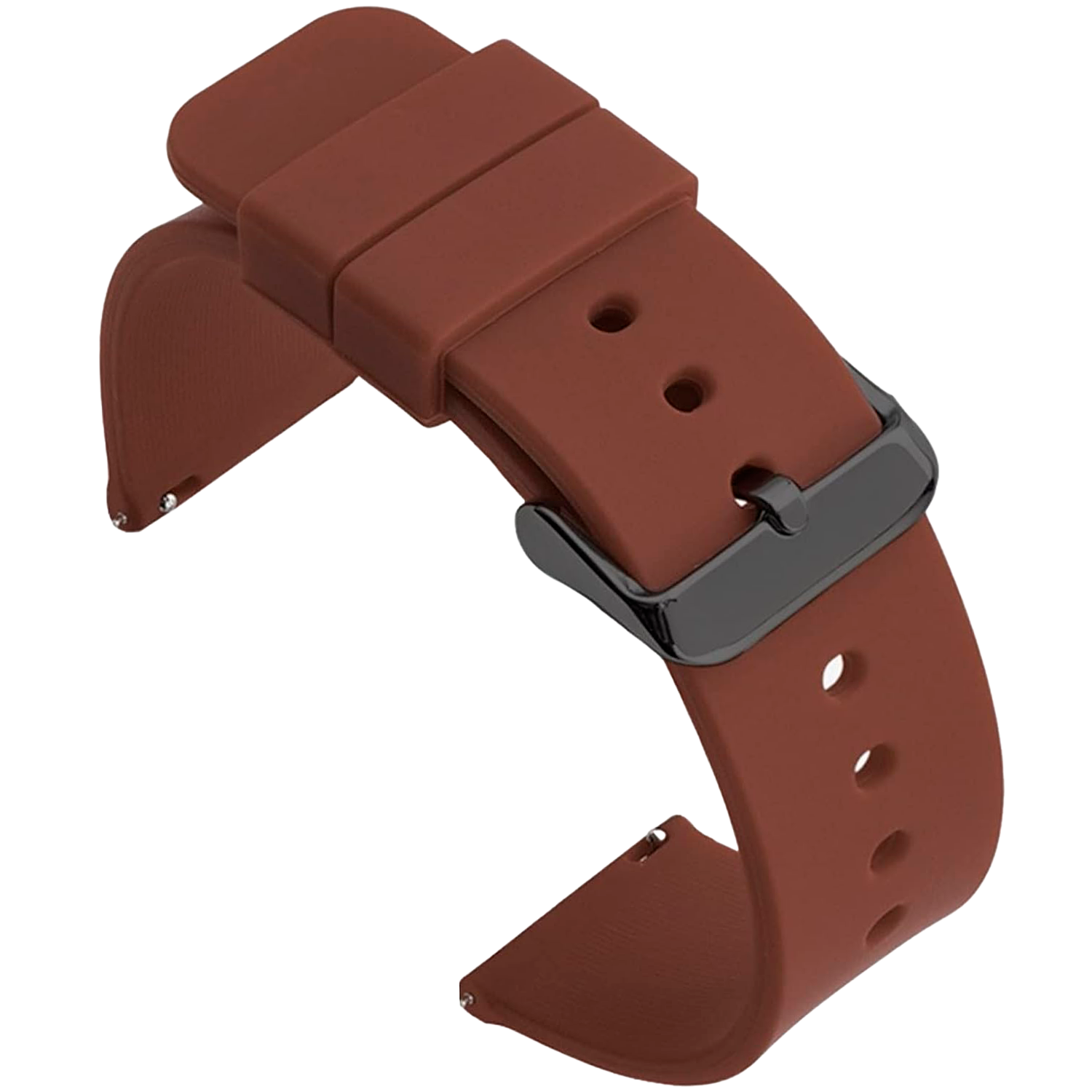 Correa Reloj Silicona Liberación Rápida Hebilla Negra 24 mm Marron