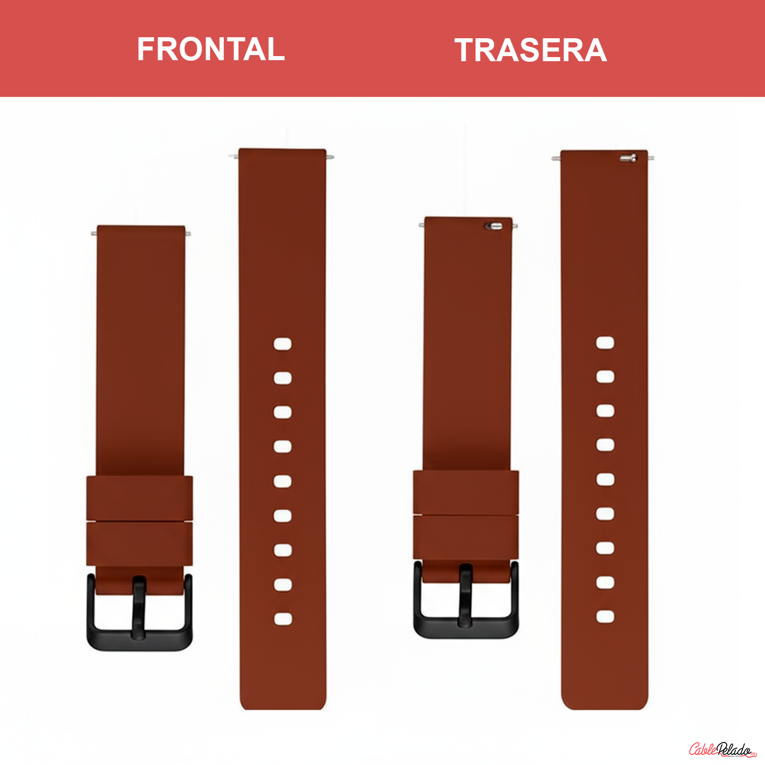 Correa Reloj Silicona Liberación Rápida Hebilla Negra 24 mm Marron