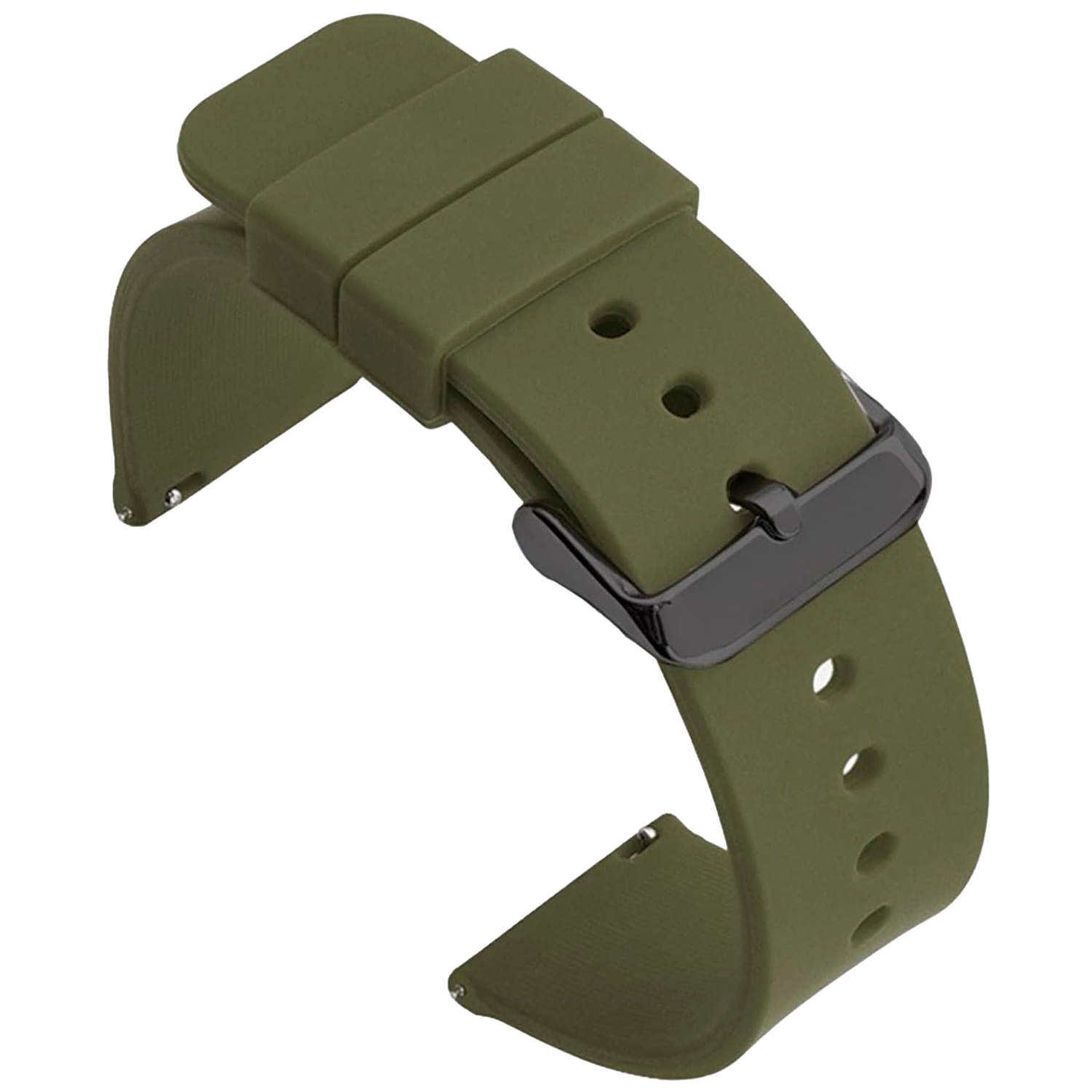 Correa Reloj Silicona Liberación Rápida Hebilla Negra 24 mm Verde oscuro