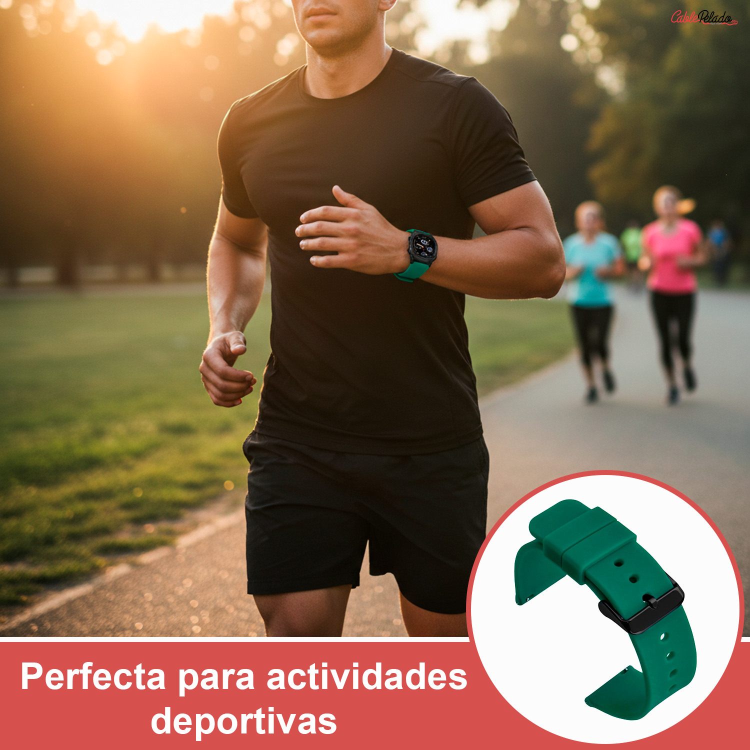 Correa Reloj Silicona Liberación Rápida Hebilla Negra 24 mm Verde