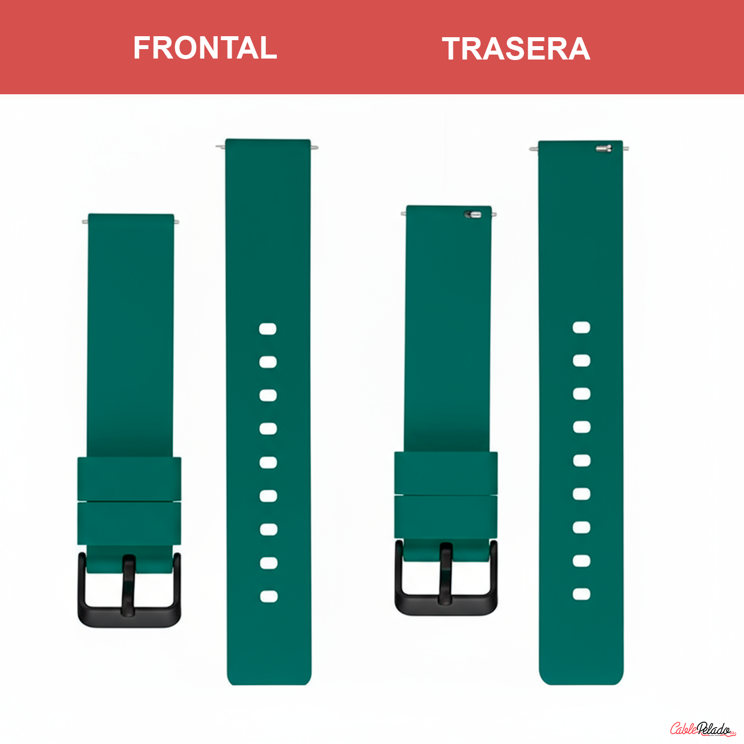 Correa Reloj Silicona Liberación Rápida Hebilla Negra 24 mm Verde