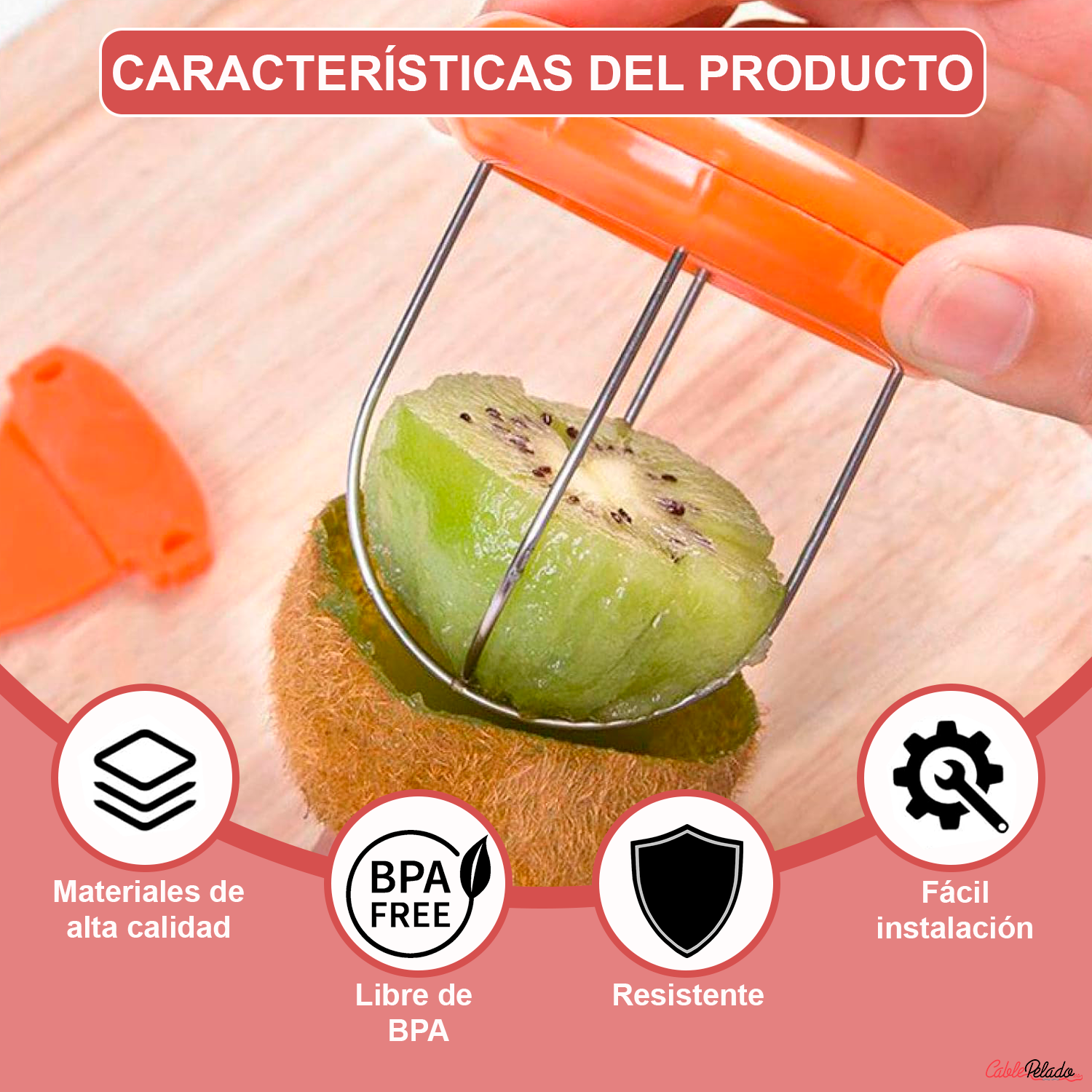 Cortador De Kiwi 2 En 1  Naranja
