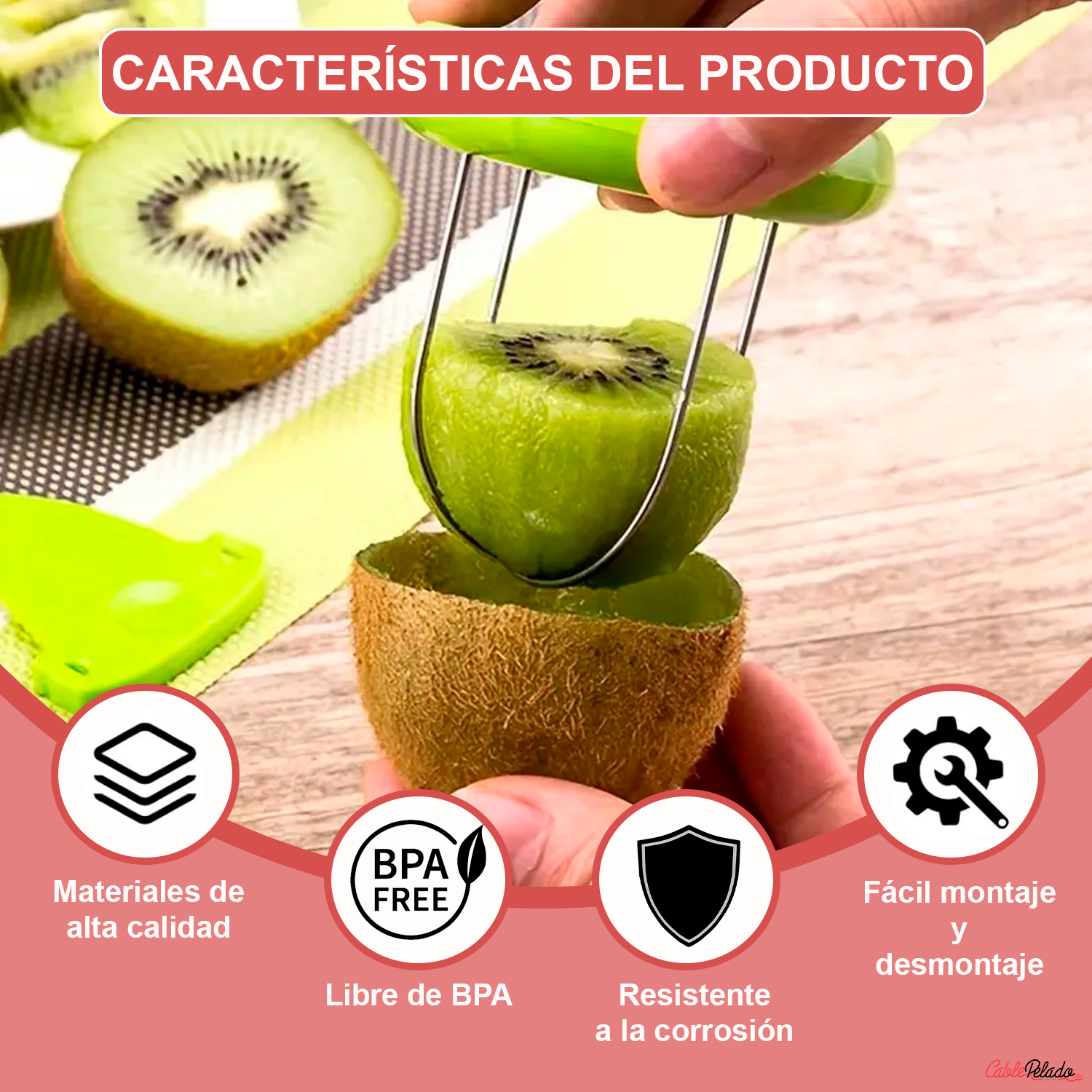 Cortador De Kiwi 2 En 1  Verde