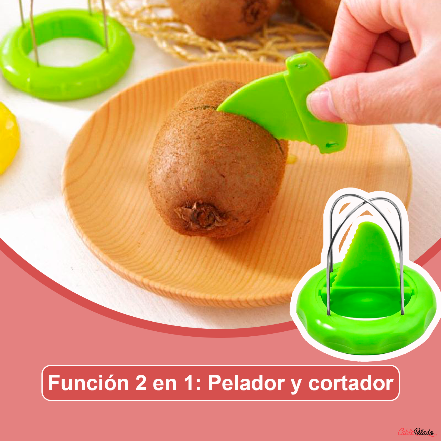 Cortador De Kiwi 2 En 1  Verde