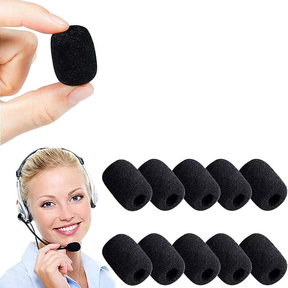 Cubiertas Antiviento Microfono Auriculares de Solapa 10 uds  Negro