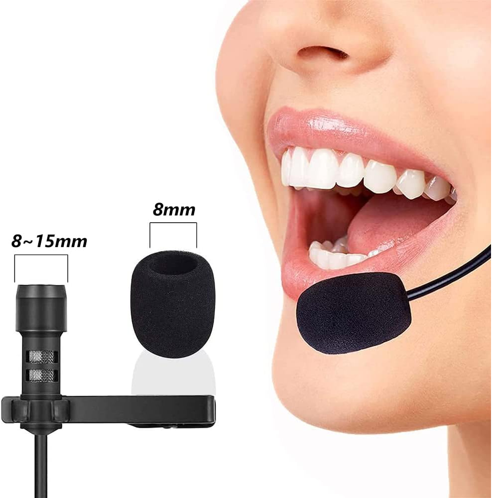 Cubiertas Antiviento Microfono Auriculares de Solapa 10 uds  Negro