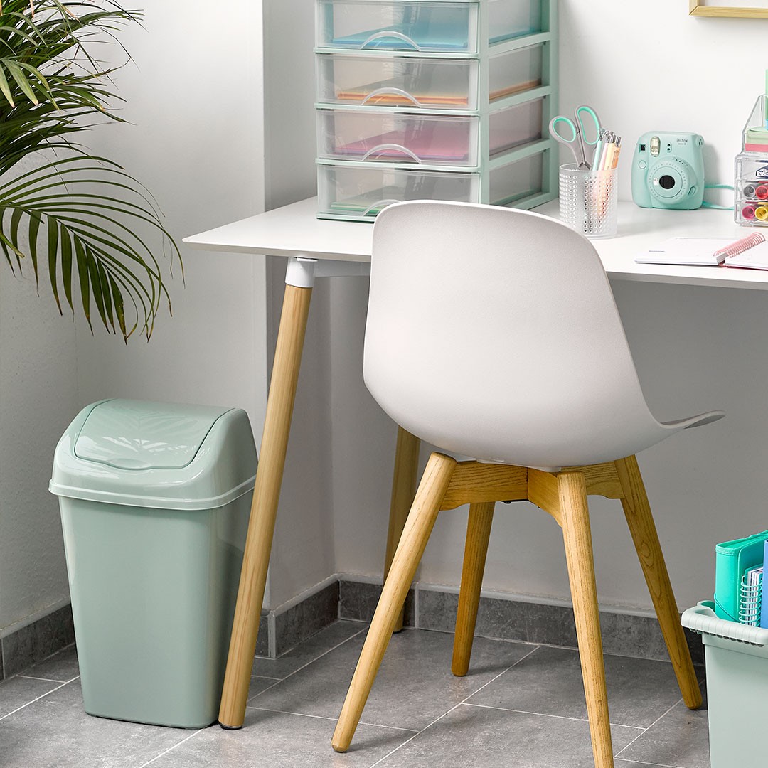 Cubo basura papelera basculante plastico 9 Litros Rosa claro