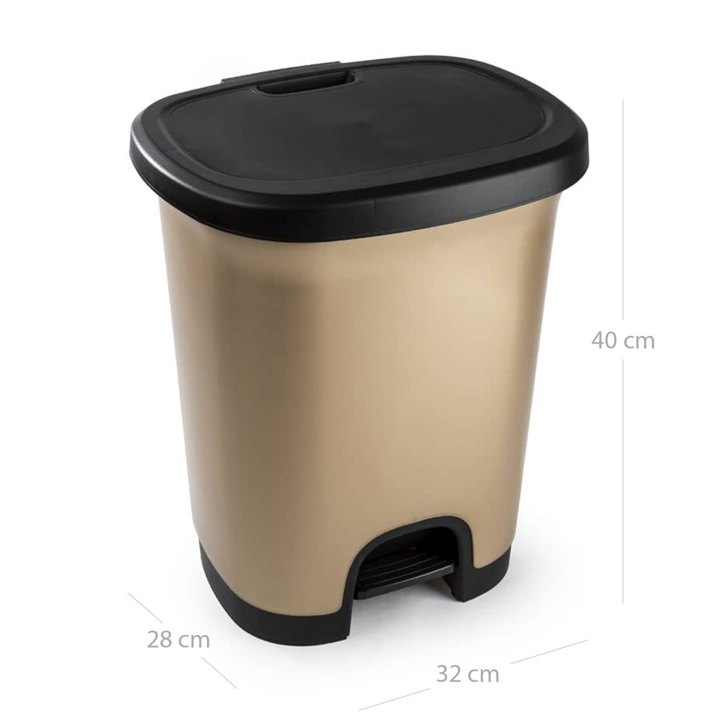 Cubo basura plastico apertura pedal 18 Litros Dorado