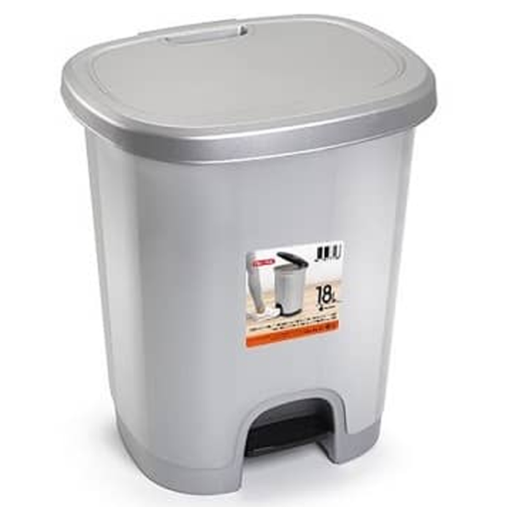 Cubo basura plastico apertura pedal 18 Litros Gris