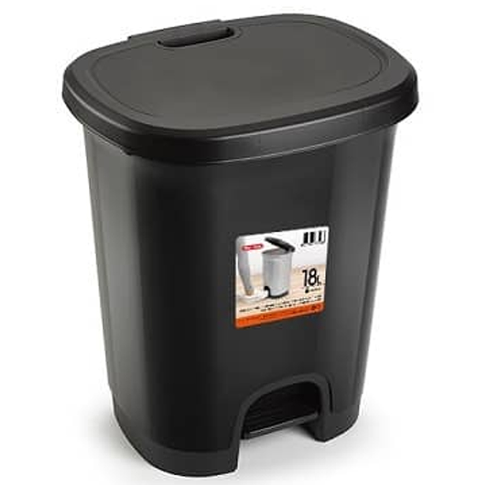Cubo basura plastico apertura pedal 18 Litros Negro