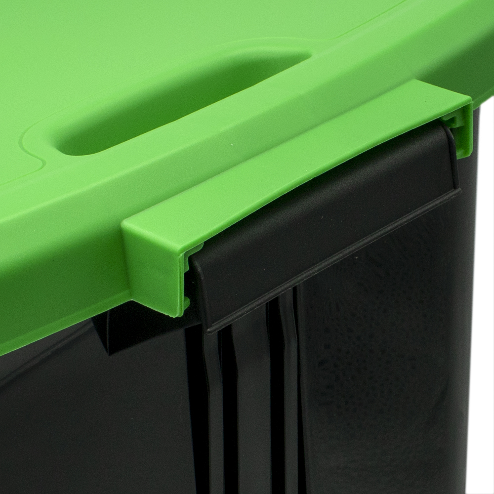 Cubo basura plastico apertura pedal 27 Litros Negro-Verde