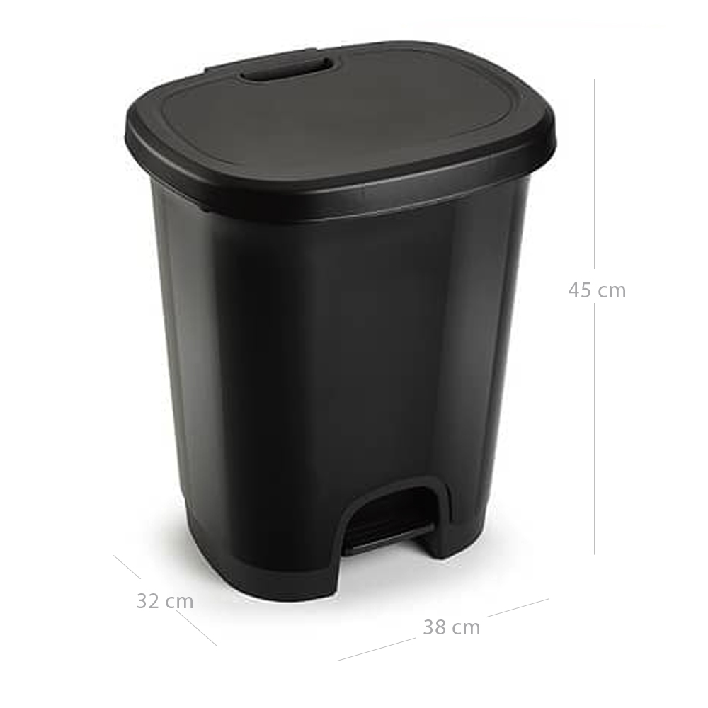 Cubo basura plastico apertura pedal 27 Litros Negro