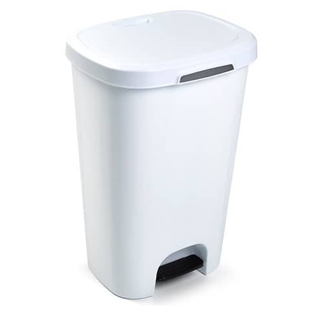Cubo basura plastico apertura pedal 50 Litros Blanco