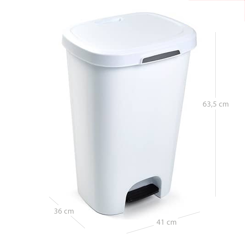 Cubo basura plastico apertura pedal 50 Litros Blanco