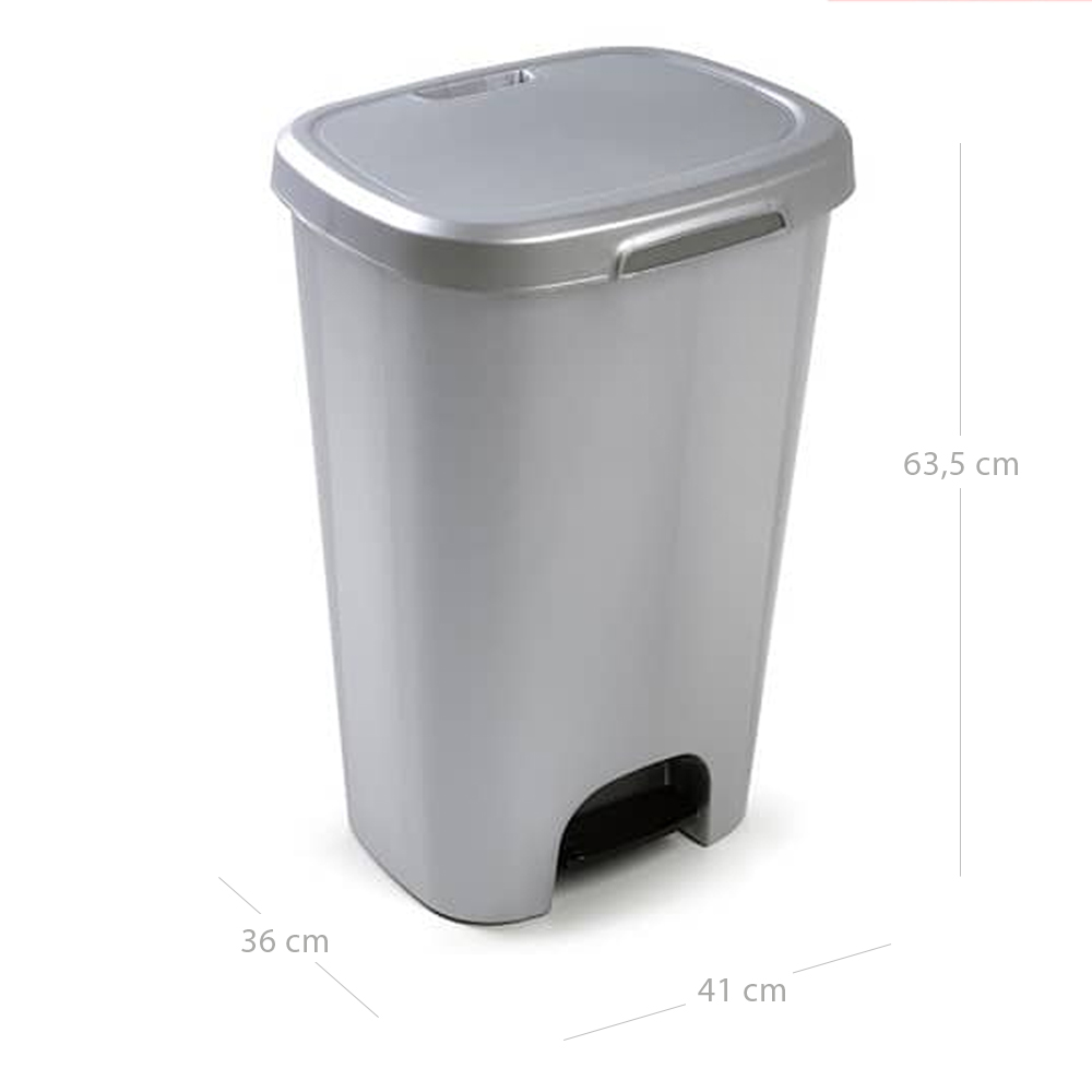 Cubo basura plastico apertura pedal 50 Litros Gris