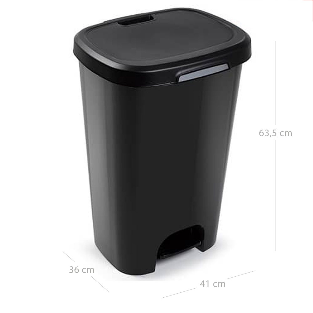 Cubo basura plástico moderno, Apertura con pedal, Cubo reciclar, 50  litros (Negro - Blanco)