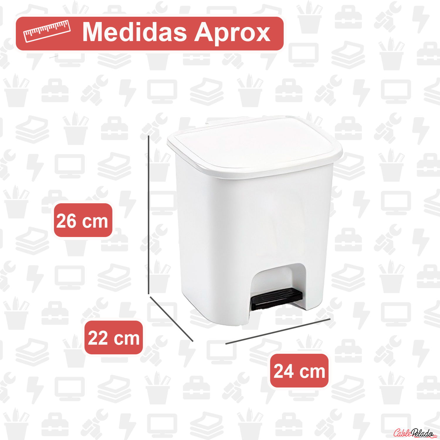 Cubo Basura Plastico Apertura Pedal 7.5 Litros  Blanco