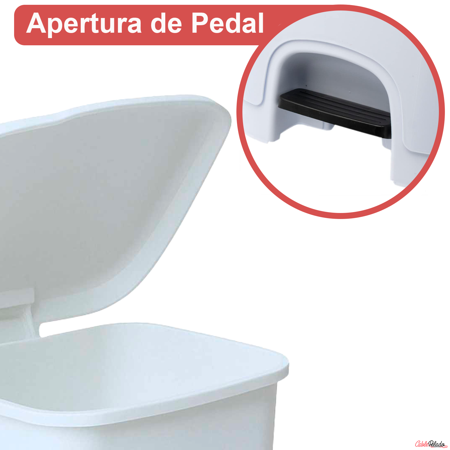 Cubo Basura Plastico Apertura Pedal 7.5 Litros  Blanco