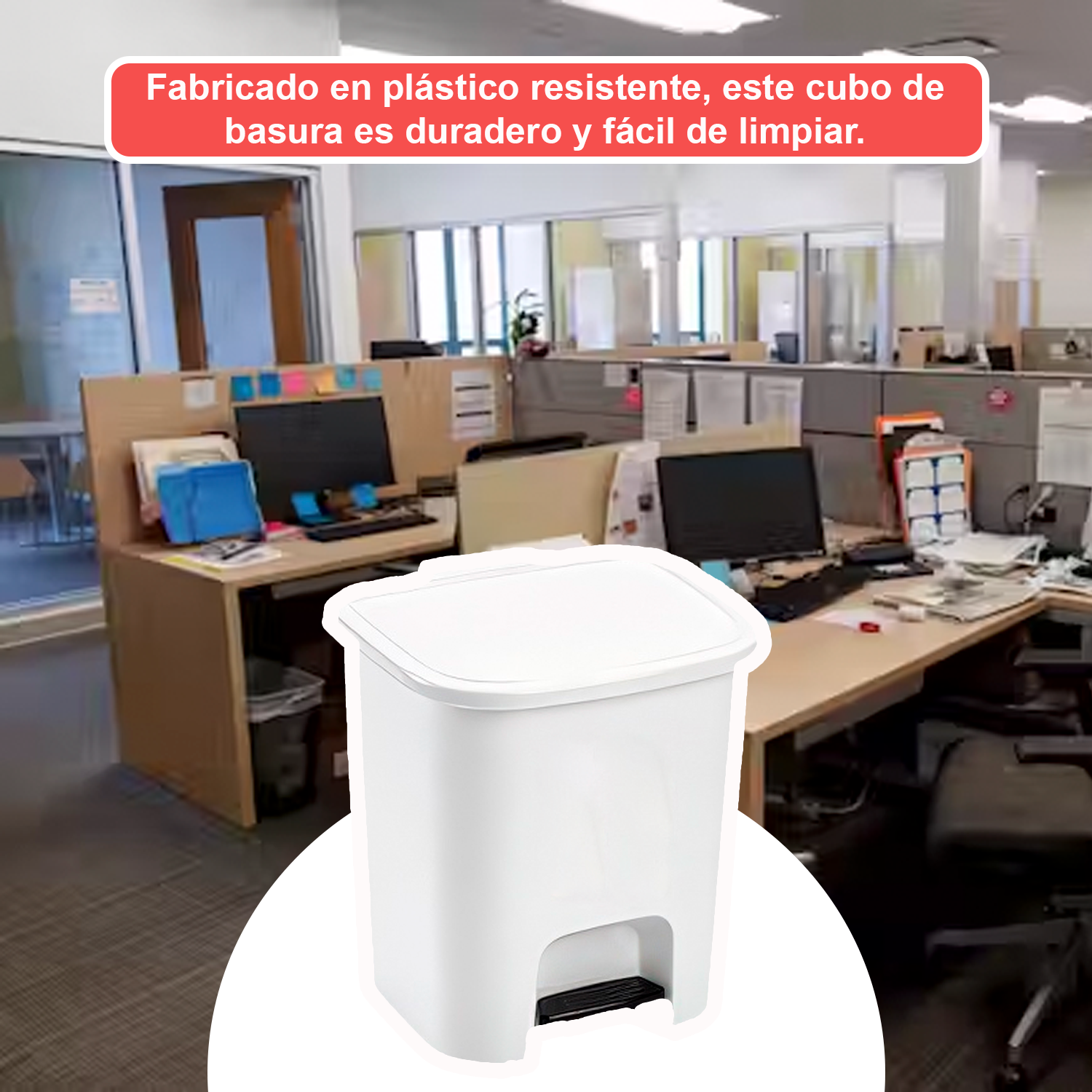 Cubo Basura Plastico Apertura Pedal 7.5 Litros  Blanco
