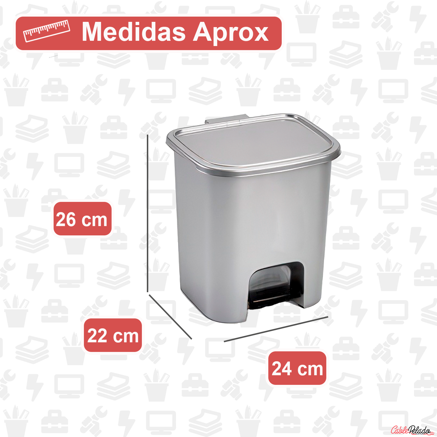 Cubo Basura Plastico Apertura Pedal 7.5 Litros  Gris