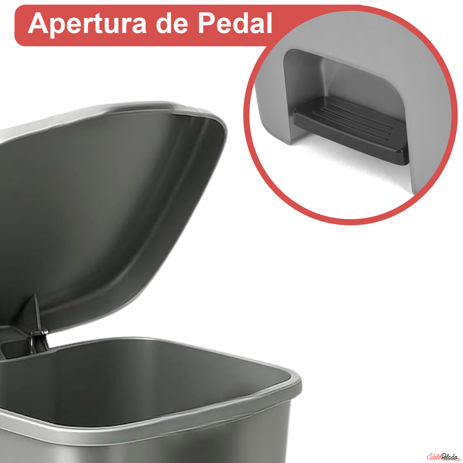 Cubo Basura Plastico Apertura Pedal 7.5 Litros  Gris