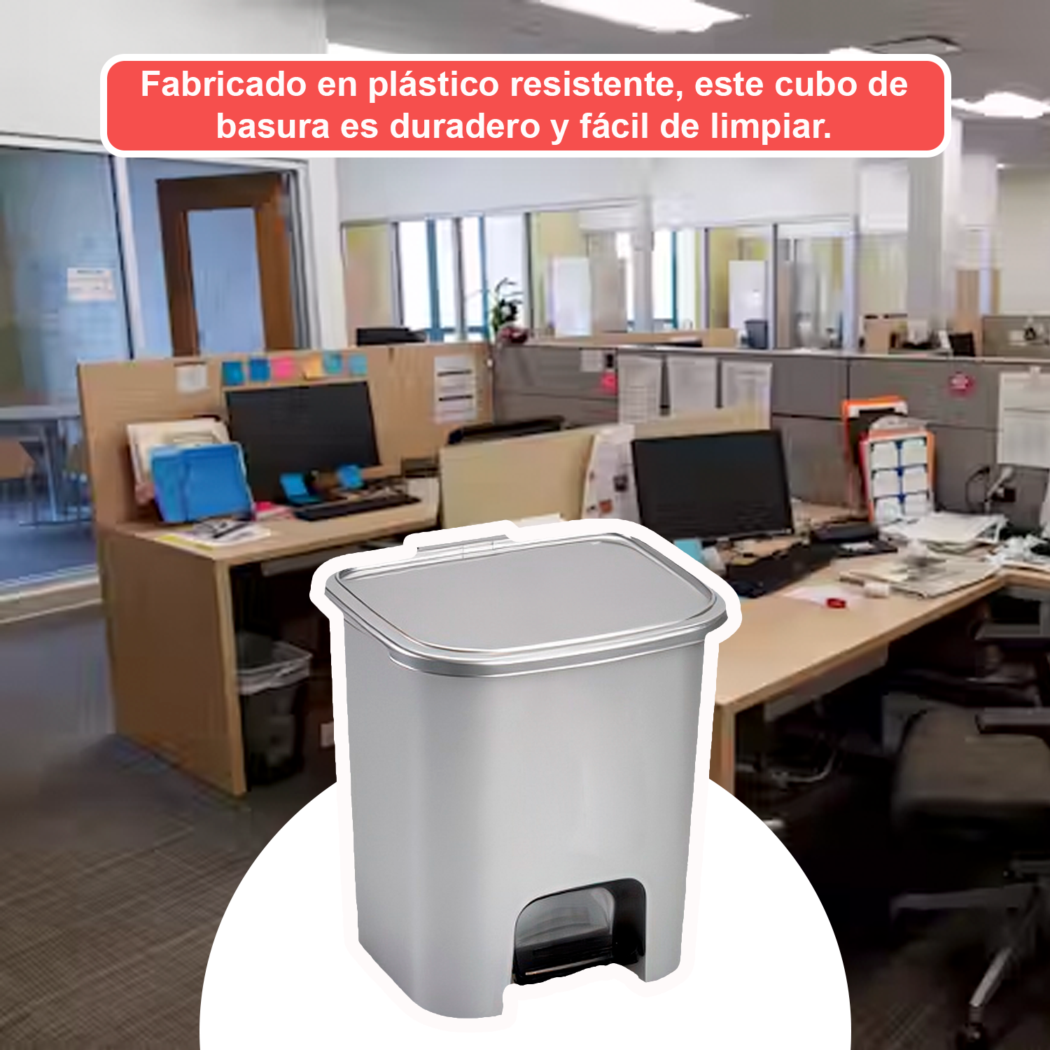 Cubo Basura Plastico Apertura Pedal 7.5 Litros  Gris