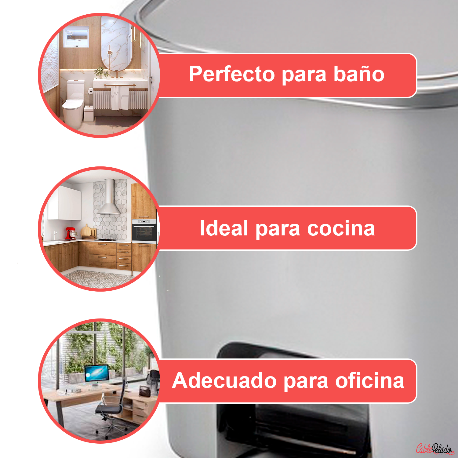 Cubo Basura Plastico Apertura Pedal 7.5 Litros  Gris