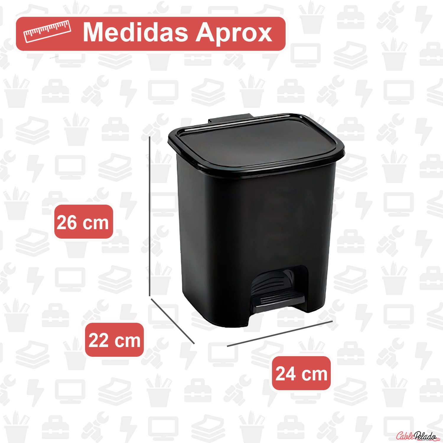 Cubo Basura Plastico Apertura Pedal 7.5 Litros  Negro