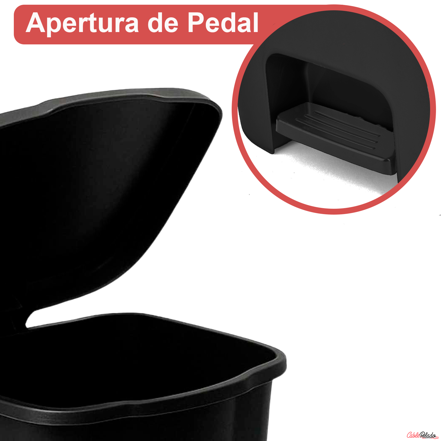 Cubo Basura Plastico Apertura Pedal 7.5 Litros  Negro
